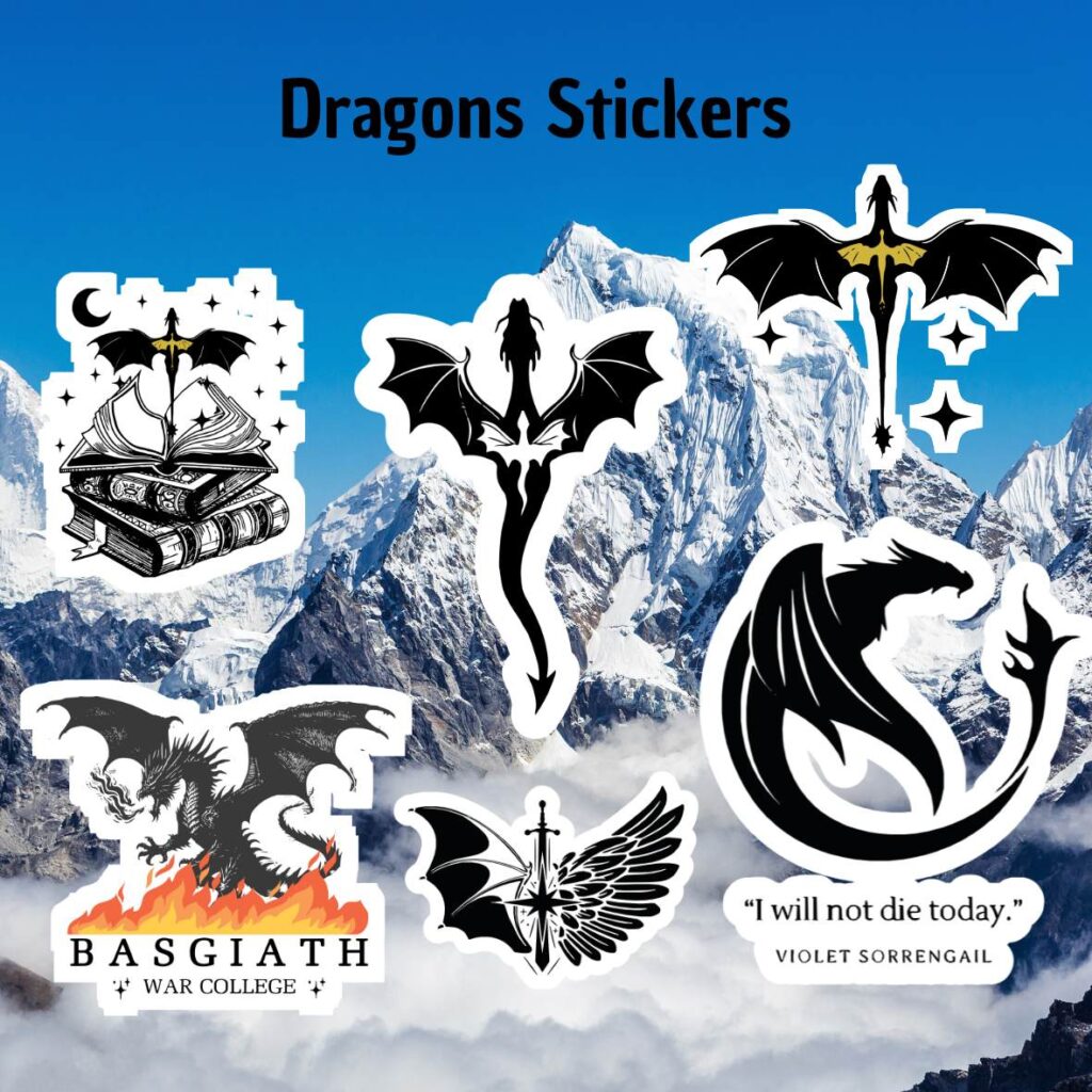 Stickers Drago in Vinile – Fatti a Mano, Set da 4 Fogli 10x10 cm